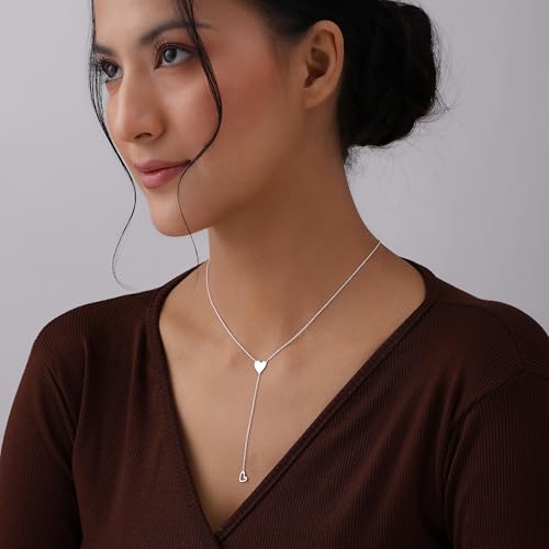 Image of TRUESILVER ACPL 925 Sterling Silver Lariat Necklace for Women | Y-Shape Pendant Necklace with Chain | Fine Silver Jewelry | Gift for Women & Girls