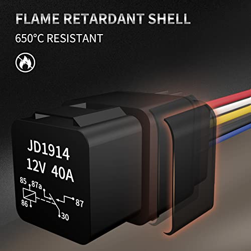 Apiele Waterproof Relay 12V Dc 40/30 Amp 5 Pin Spdt Automotive Starter Relay Kit Bosch Style Heavy Duty 14 Awg With Harness Wiring Socket 1 Pcs For Marine Cars (1, Wateproof) #TOP2