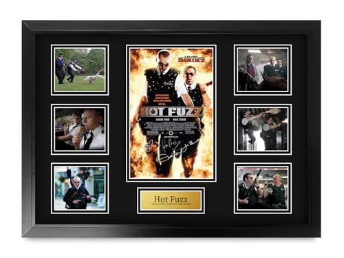 HWC Trading Hot Fuzz Simon Pegg Gifts Printed Signed Autograph Picture for Movie Memorabilia Fans - A2 Framed