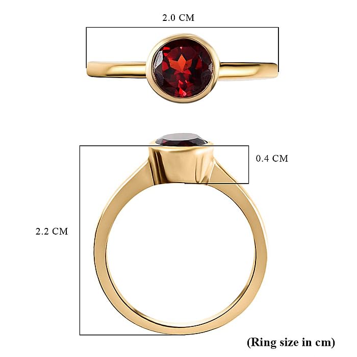 Image of 925 Sterling Silver 18K Gold Plated Birthstone 2 Ct Solitaire Natural Gemstone Ring for Women | Fine Jewelry Gift for Wife, Girlfriend, Sister, Birthday, Anniversary, Rakhi, Rakshabandhan, Valentine's