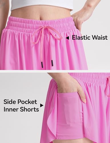 Image of KEREDA Girls Flowy Shorts,Youth /Toddler Butterfly Shorts with Spandex Liner 2-in-1 for Running,Sports,Athletic,Fitness,Tennis