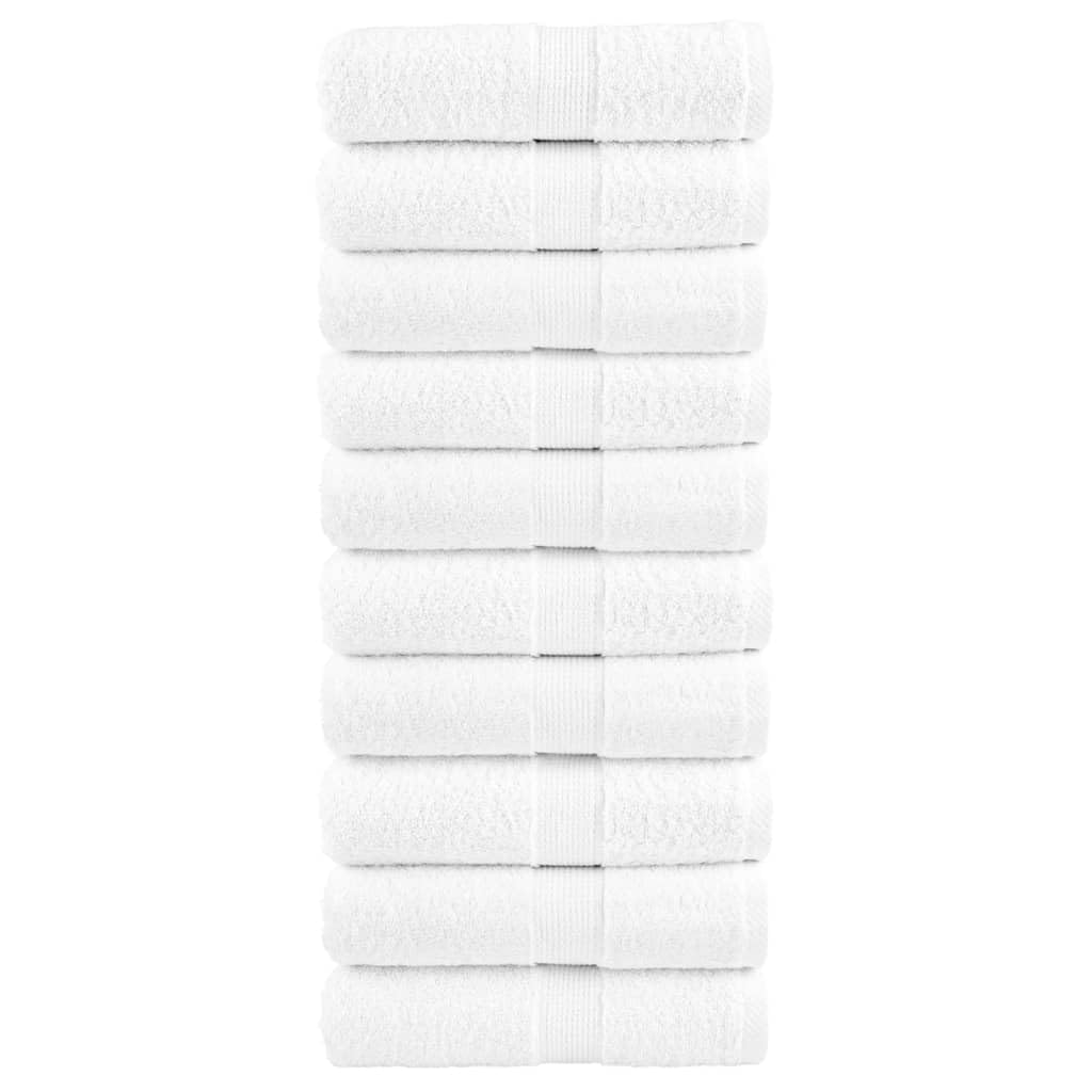 Solund - Juego de toallas de baño (10 unidades, 30 x 50 cm, 600 g/m²), color blanco