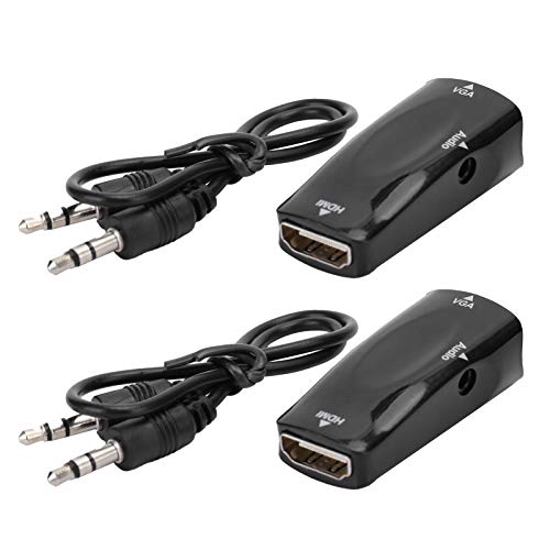 WOHPNLE 1080P Video Adapter HDMI to VGA, 3.5mm Audio Computer Cable Adapters Crisp Visuals RGB Converter Easy Setup Monitor Connector for Laptop Tablet Projector