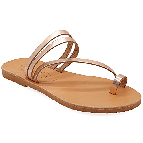 Emmanuela Greek Style Toe Ring Sandals, Quality Handmade Leather Flat