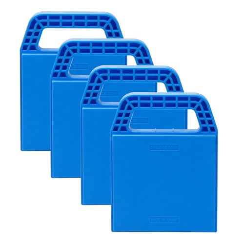 RVMATE RV Stabilizing Jack Pads, 4-Pack Interlocking Trailer Jack Support Pads with Storage Strap, UV Stabilized Polypropylene Heavy-Duty RV Jack Pads for Camper, Trailer