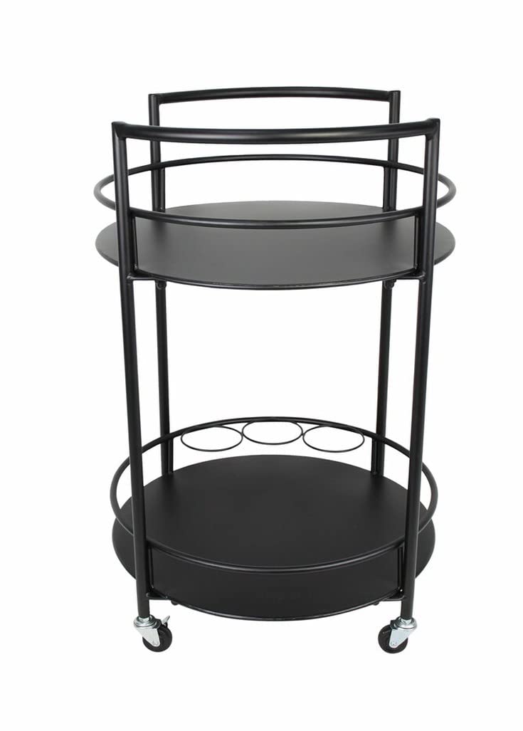 Chariot de service en métal noir Ø 46 x 69 cm Chariot à boissons Chariot de bar