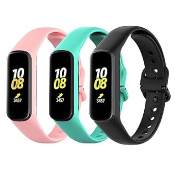 3 pulseiras de silicone compativel com Fit 2 r220 SM-R220 (Rosa/Verde Agua/Preto)