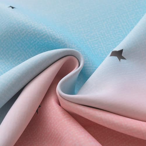 Image of Yancorp Room Darkening Blackout Curtains with Grommets Kids Lace Drapes Star Double Layer Window Panels with Tie Backs Bedroom Living Room (Rainbow, W52 X L96-1 PC)