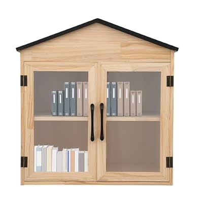 CTYSZZA Outdoor Little Library Book Box, 2-Tier Waterproof Wooden Book Exchange Cabinet Weather Resistant Mini Library Storage Box Solid Wood Little Free Literature Box for Community Book Sharing (H)