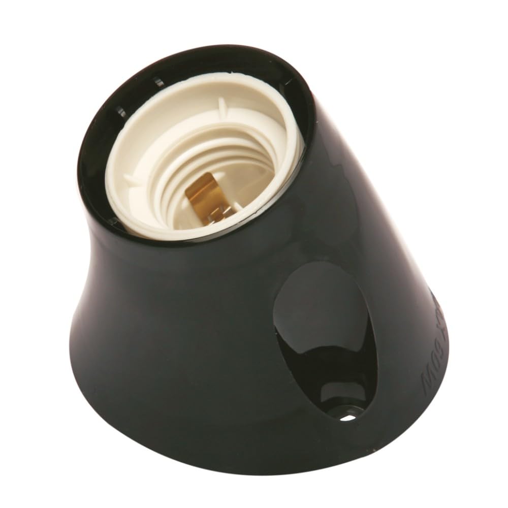 POLY POOL - PP0485.2X Portalampada E27 da Parete - Portalampada a Base Inclinata - Porta Lampada E27 con Morsetti a Molla e Contatti in Ottone - Portalampada in Plastica Made in Italy