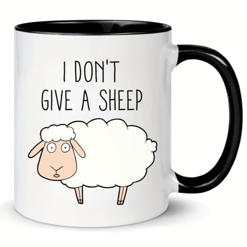 MissDaisy - Divertida taza de café de ovejas, taza para amantes de las ovejas, regalo para granjeros, regalo de ovejas, regalo para amantes de las ovejas, taza de té con texto en inglés "I don't give