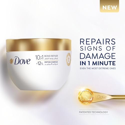 ماسك علاج الشعر بوند ريبير من دوف، ماسك لشعر صحي وحيوي وناعم، عناية بالبروتين الحيوي، لمعالجة وتغذية آثار التلف في دقيقة واحدة، 265 مل