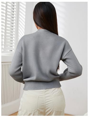 Women's 3D Floral Wrap Sweater Crew Neck Long Sleeve Knit Pullover Tops2