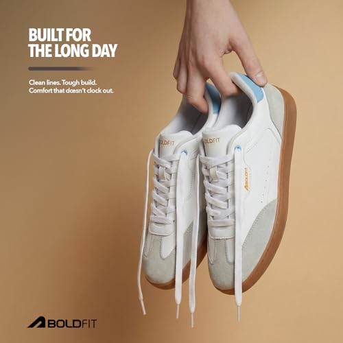 Image of Boldfit Sneakers for Woman Faux Leather Casual Shoes with Soft Cushion Insole, Lace-Up Eveyday Wear Footwear Women Sneakers Shoes Klunys Elite