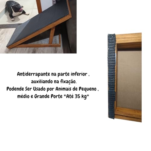 Luma Pet, Rampa Pet Ajustável Antiderrapante Madeira Gato e Cachorro Média Verniz
