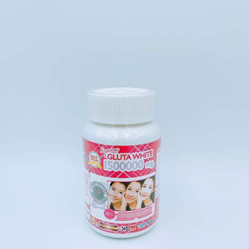 1 Bottle X 30 Softgels Supreme Gluta White 1500000mg. Super Whitening Glutathione Anti - Aging. (Supreme Whitening Skin Boost up Collagen Remove Dark Spot and Scar Tighten Pore Healthy Skin and Hair)