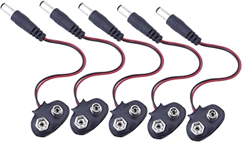 Fasizi 10pcs 9V Battery Connector Cable Clip with 2.1 x 5.5 mm Male DC Power Plug T Type for Arduino - Image 5
