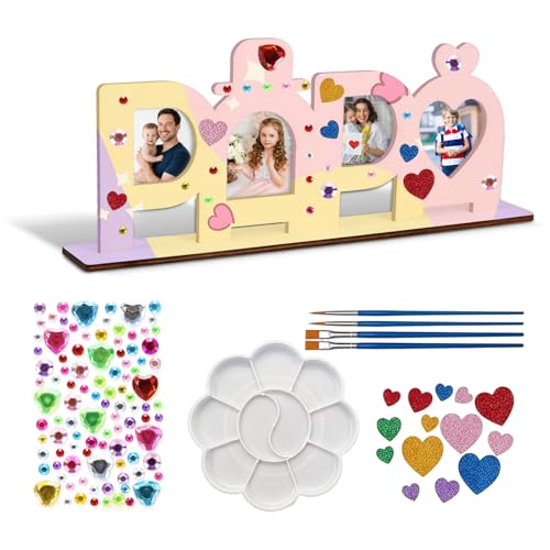 MOAZIFI Diy Bilderrahmen Set - Vatertagsgeschenk Für Papa Von Sohn & Tochter - Geschenk Papa Geburtstag & Vatertag & Weihnachten Bastelset - Kreatives Holz Geschenk Für Vati Unikat