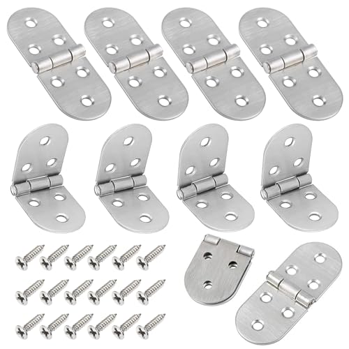 8 Piezas Bisagra Plegable 180 Grados, Bisagras Conectores de Acero Inoxidable con 48 Tornillos, Bisagra para Mesa Plegable, Bisagras Redondas Muebles, para Máquina de Coser, Mesa Plegable, Armario