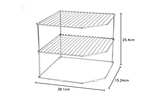 Image of Stainless Steel Multipurpose Kitchen Space Organizer Corner Shelf Rack Stand Holder, 2 Level Kitchen Storage Rack for Corners (NHSP)