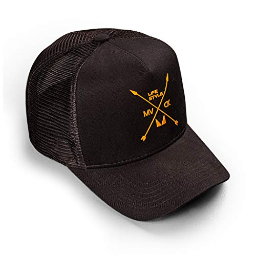 Boné Trucker Mvck Texas Preto e Amarelo Aba Curva