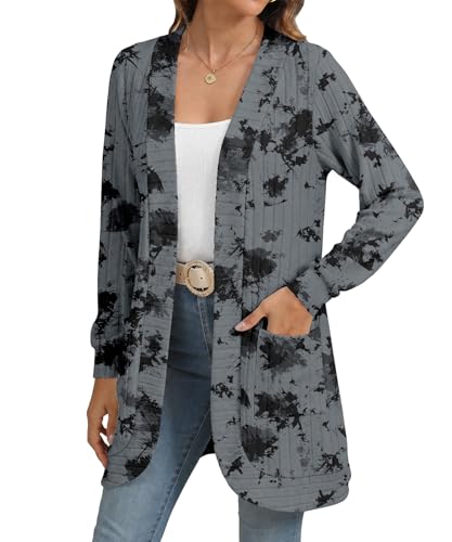 Image of YSYOKOW Cardigan Sweaters for Women Long Sleeve Open Front with Pockets | Long Cardigans for Women Lightweight Soft Casual Dressy Loose Fit Cardigan Sweater with Pockets for Work and Office