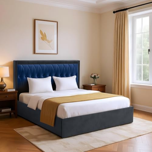 Image of Wakefit Asterion Queen Size Storage Upholstered Bed