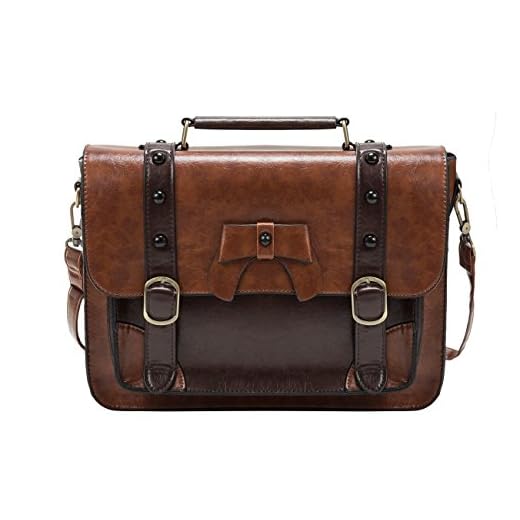 ECOSUSI Vintage Crossbody Messenger Bag Satchel Purse Handbag Briefcase for Women & Girl, Coffee