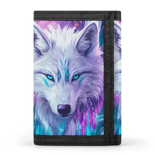 Wolf Waterfall Classic Trifold Wallet for Men Print Slim ID Card Holder Tri Fold Purse