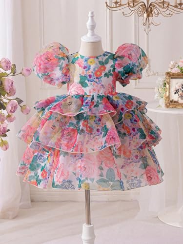 Image of TAGAS Girls' Princess Dress | Girl Floral Print Dress |Dresses birthdaydress for Babygirls |
