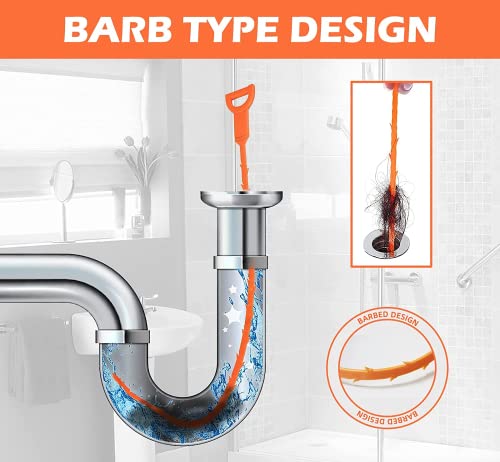 LSLCQW 5 Pack 25inch Drain clog remover, Snake Drain Cleaner Hair Clog Remover tool, Shower kitchen sinks and bathtubs, sink snake, hair toilets sewer pipe cleaning tools. - image 3