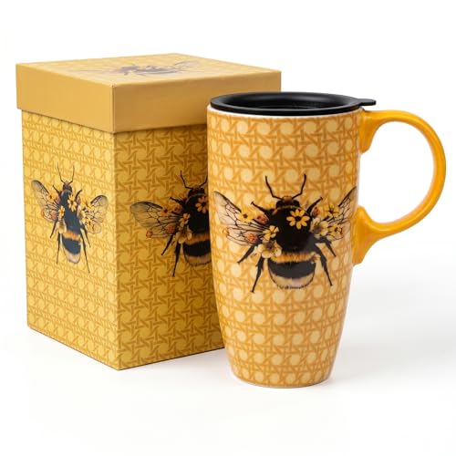 Taza de viaje cerámica DUSVALLY con diseño abeja 17oz miniatura 1