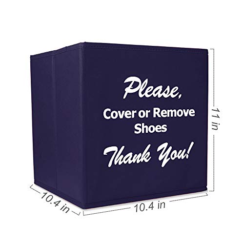 Large Shoe Covers Box, Opret Foldable Shoe Covers Holder Bootie Box for Realtors and Open House, Please Cover or Remove Your Shoes Sign(Blue)