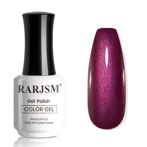 RARJSM Chameleon Gel Nail Polish Orange to Dark Purple Sparkle Shimmer Multichrome Wine Red Color Changing Gradient Glitter Chrome Gel Polish Curing Requires Soak Off DIY at Home Salon 15ml