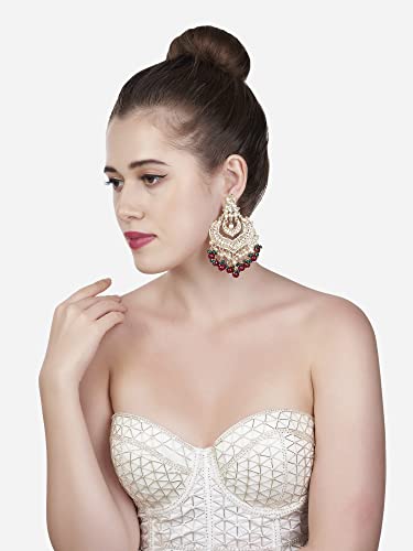 Kundan Beads Layered Dangle Earrings for Women