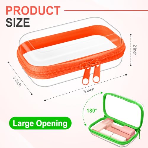 Image of Hoolerry 4 Pcs Hard Clear Zipper Case Makeup Bags Plastic Zipper Pouch Transparent Storage Box Containers for Cosmetics, Snacks, Building Blocks, Puzzles(Clear,5 x 3 x 2 in,Fluorescent)