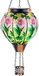 DREAMSOUL Hummingbird Hot Air Balloon Solar Lantern, Hanging Solar Hot Air Balloon Lantern with Flame for Patio Yard Gift Decor