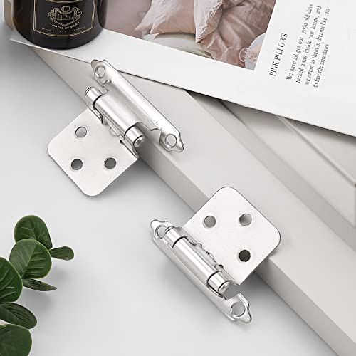 Probrico Satin Nickel Cabinet Hinges (25 Pair - 50Pcs) - Variable Overlay Hinges For Kitchen Cabinets, Decorative Self Closing Cupboard Hinges Flush Mount #TOP3