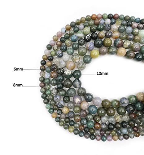 Qiwan Natural Gemstone Round Loose Beads, Diy Jewelry Making 1 Strand 15" (8Mm, Natural Indian Agate Gemstone) #TOP4