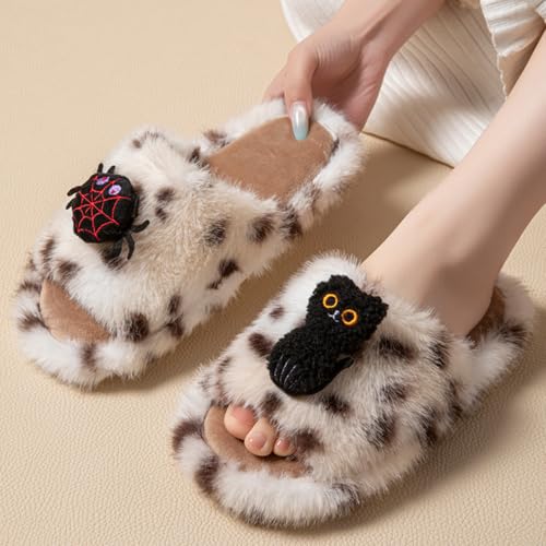Spooky Halloween Slippers Soft Plush Cozy Open Toe Indoor Outdoor Shoes - image 2