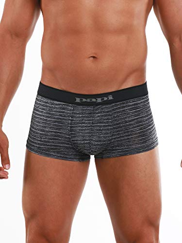 Papi Men's Brazilian Cool Trunk Boxer Briefs Pack Of 2 Comfort Fitting Underwear, Stripe-Black/Grey, Medium #TOP1