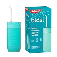 Colgate Blast Water Flosser, Cordless, Water Resistant, Rechargeable (AU Charging Plug), Home and Travel Friendly, Teal, Gentle on Gums, 3 Pressure Modes, Easy to Clean Tank