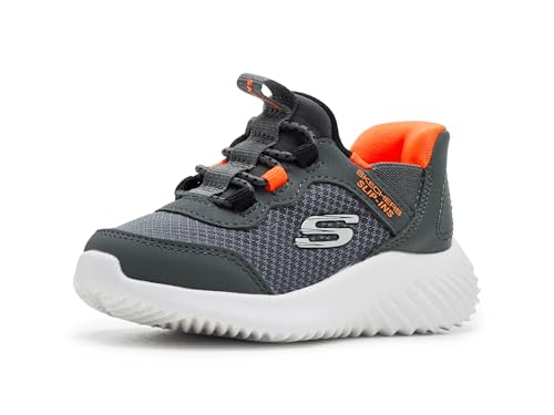 Skechers Kids Bounder - Brisk-Burst Sneaker, Charcoal/Orange, 6 Toddler