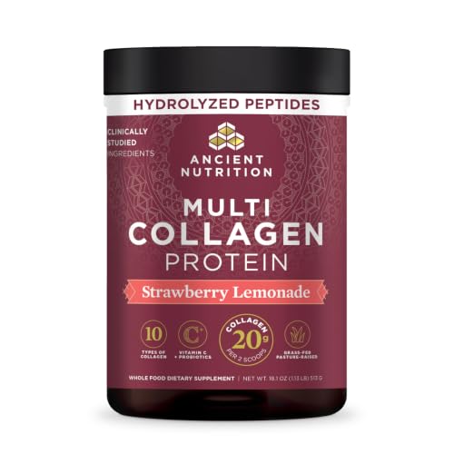 Image of Ancient Nutrition Hydrolyzed Multi Collagen Peptides, Strawberry Lemonade