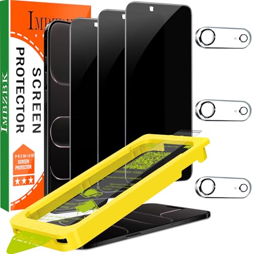 IMBZBK [Auto-Dust Removal] 3 Pack Privacy Screen Protector for iPhone Air [6.5 INCH] Anti Spy Private Accessories for 17 Air Case Friendly Film Military Grade Tempered Glass 3 Camera Lens Protector