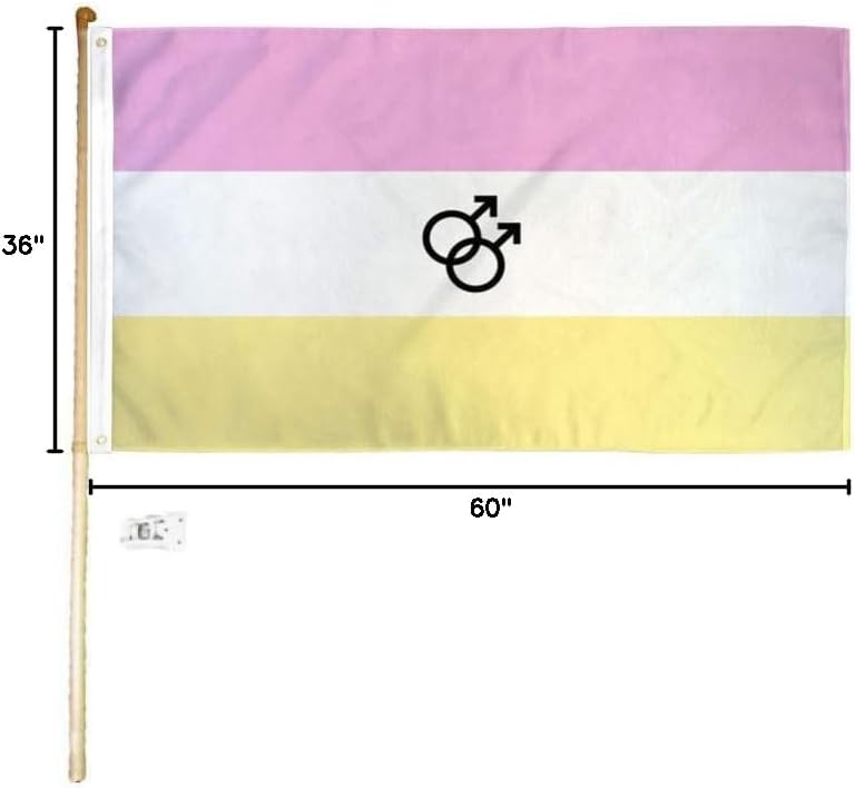 3x5 3'x5' Twink Pride Polyester Flag with 5' (Foot) Flag Pole Kit with Wall Mount Bracket & Screws (Imported)