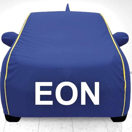 Image of 100% Waterproof Car Cover for Eon UV Protection, Dustproof, Windproof | Custom Fit with Mirror Pockets, Belt & Buckle | All Weather Outdoor Body Cover(Blue)