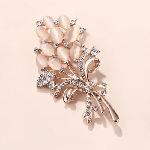 Image of Large Brooch Pin Austrian Crystal Leaf Shape Bouquet Rhinestone Scarf Decoration Wreath Cloth Brooches Pins For Women Girls