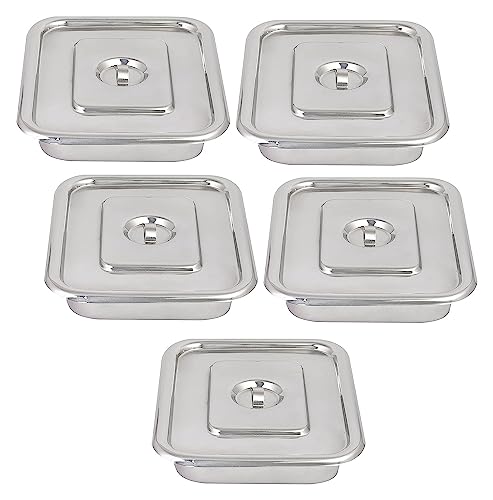 KVM ENTERPRISE Stainless Steel Instrument Tray 12" x 8" Inches with Flat Cover and Lid Handles, Making Them ideal for Hospitals, Labs, and Surgical Centres, Instrument Tray, (Pack of 5) (B0C657254M) Amazon Price History, Amazon Price Tracker