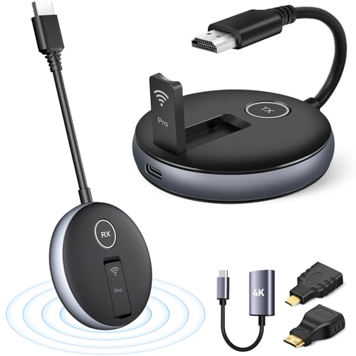 Image of Wireless HDMI Transmitter and Receiver- Plug and Play Extender Kit, Multi-TV(1TX UP to 4RX), 50M /165FT @60Hz 5.8G /2.4G- Stream Video from Laptop to HDTV /Projector /Monitor